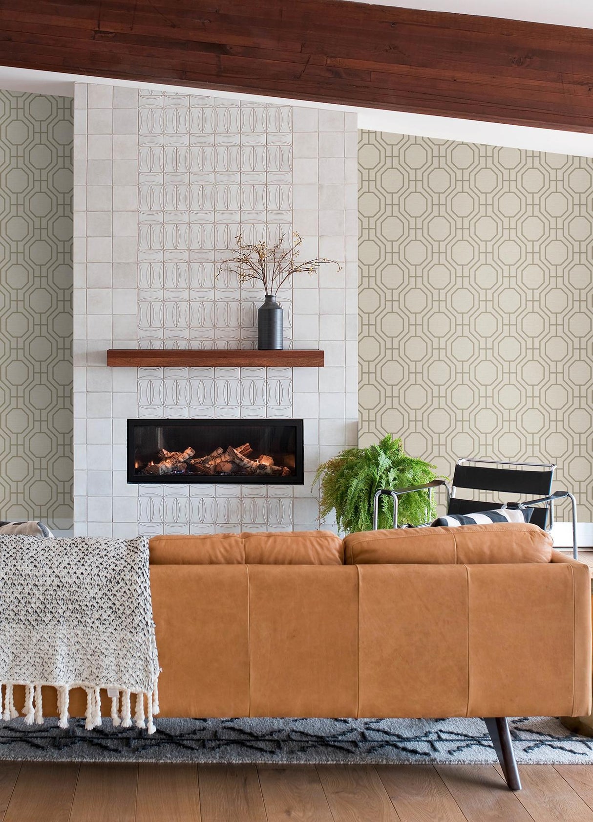 A-Street Prints Manor Taupe Geometric Trellis Wallpaper