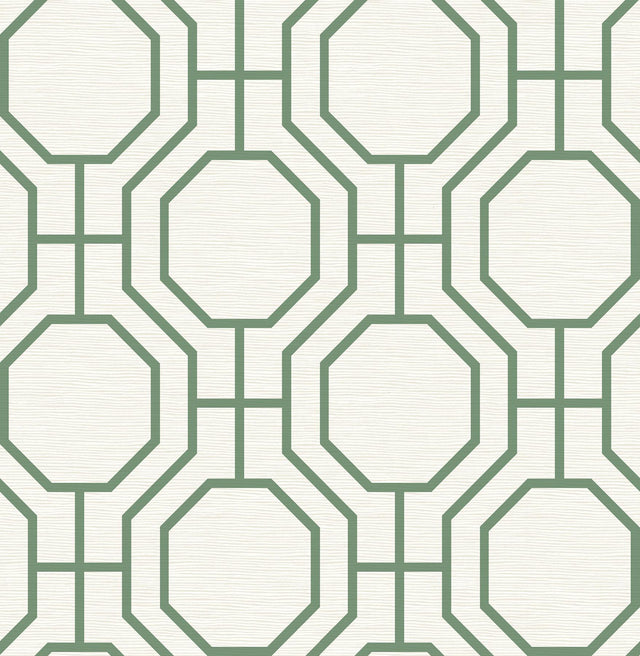 A-Street Prints Manor Green Geometric Trellis Wallpaper