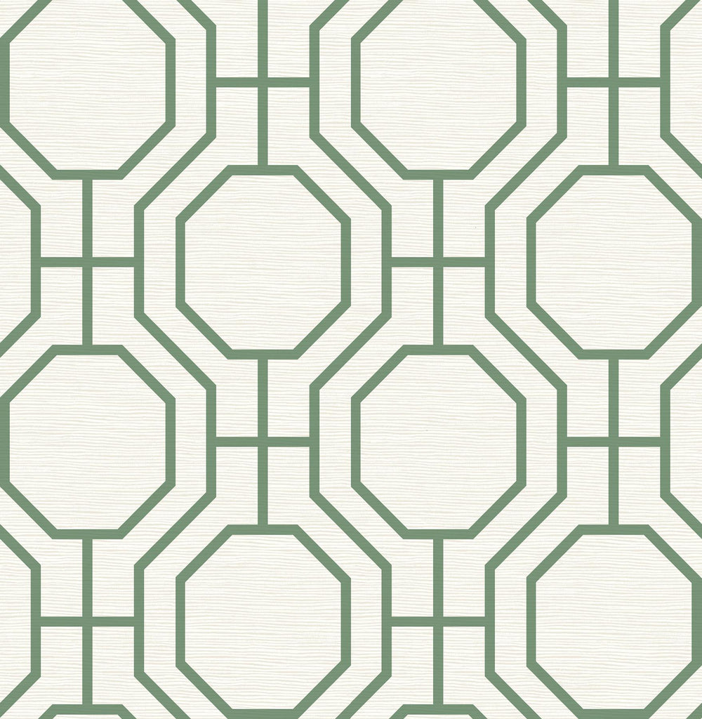 A-Street Prints Manor Green Geometric Trellis Wallpaper