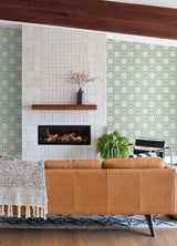 A-Street Prints Manor Green Geometric Trellis Wallpaper