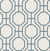 A-Street Prints Manor Blue Geometric Trellis Wallpaper