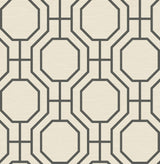 A-Street Prints Manor Black Geometric Trellis Wallpaper