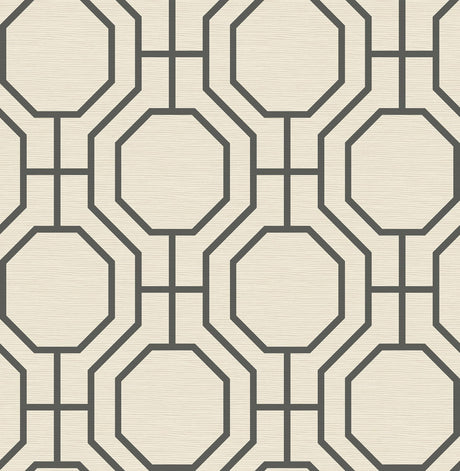 A-Street Prints Manor Black Geometric Trellis Wallpaper