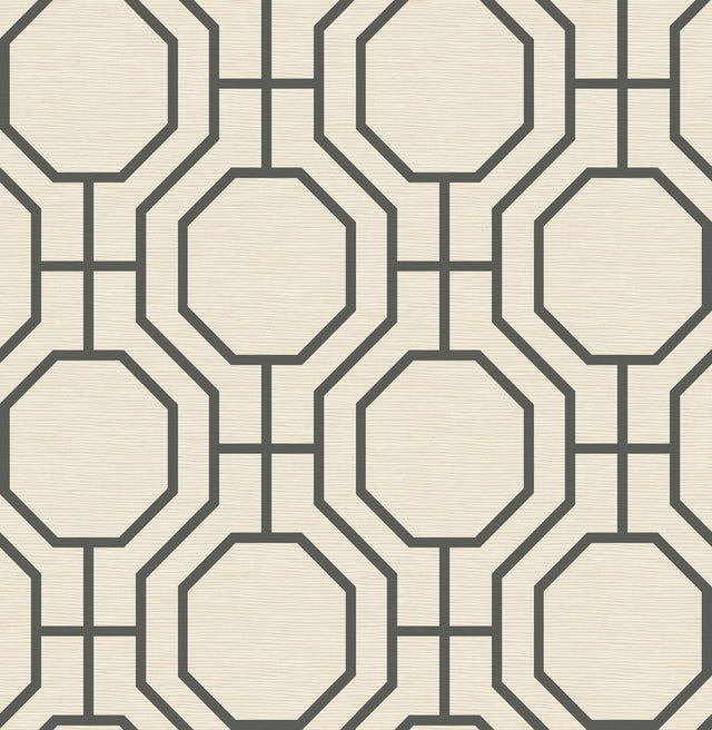 A-Street Prints Manor Black Geometric Trellis Wallpaper