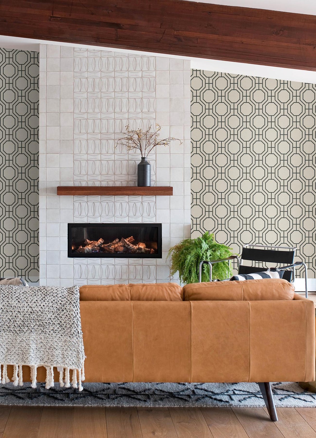 A-Street Prints Manor Black Geometric Trellis Wallpaper