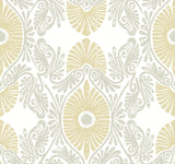 A-Street Prints Villa Light Yellow Embellished Ogee Wallpaper