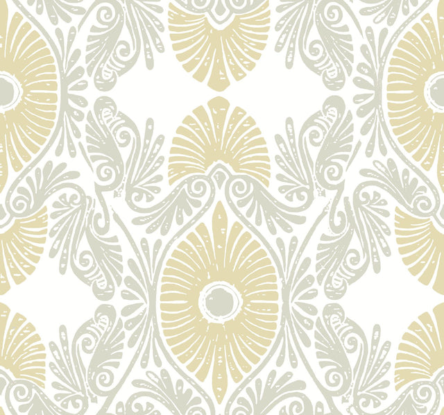 A-Street Prints Villa Light Yellow Embellished Ogee Wallpaper