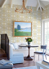 A-Street Prints Villa Light Yellow Embellished Ogee Wallpaper
