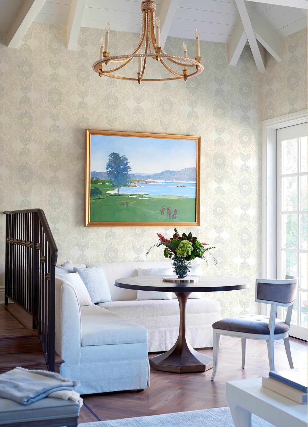 A-Street Prints Villa Bone Embellished Ogee Wallpaper