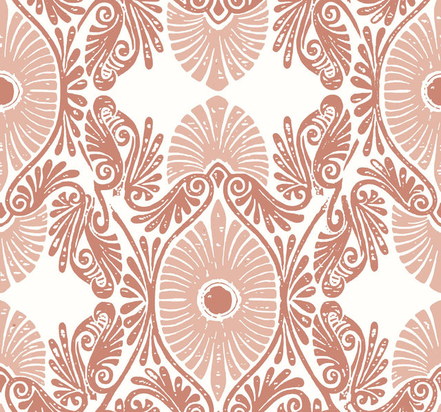 A-Street Prints Villa Raspberry Embellished Ogee Wallpaper