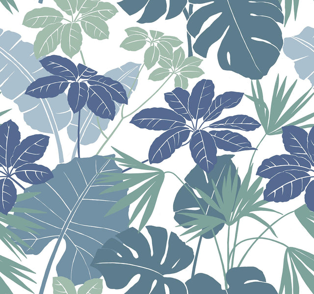 A-Street Prints Medellin Blue Rainforest Floor Wallpaper
