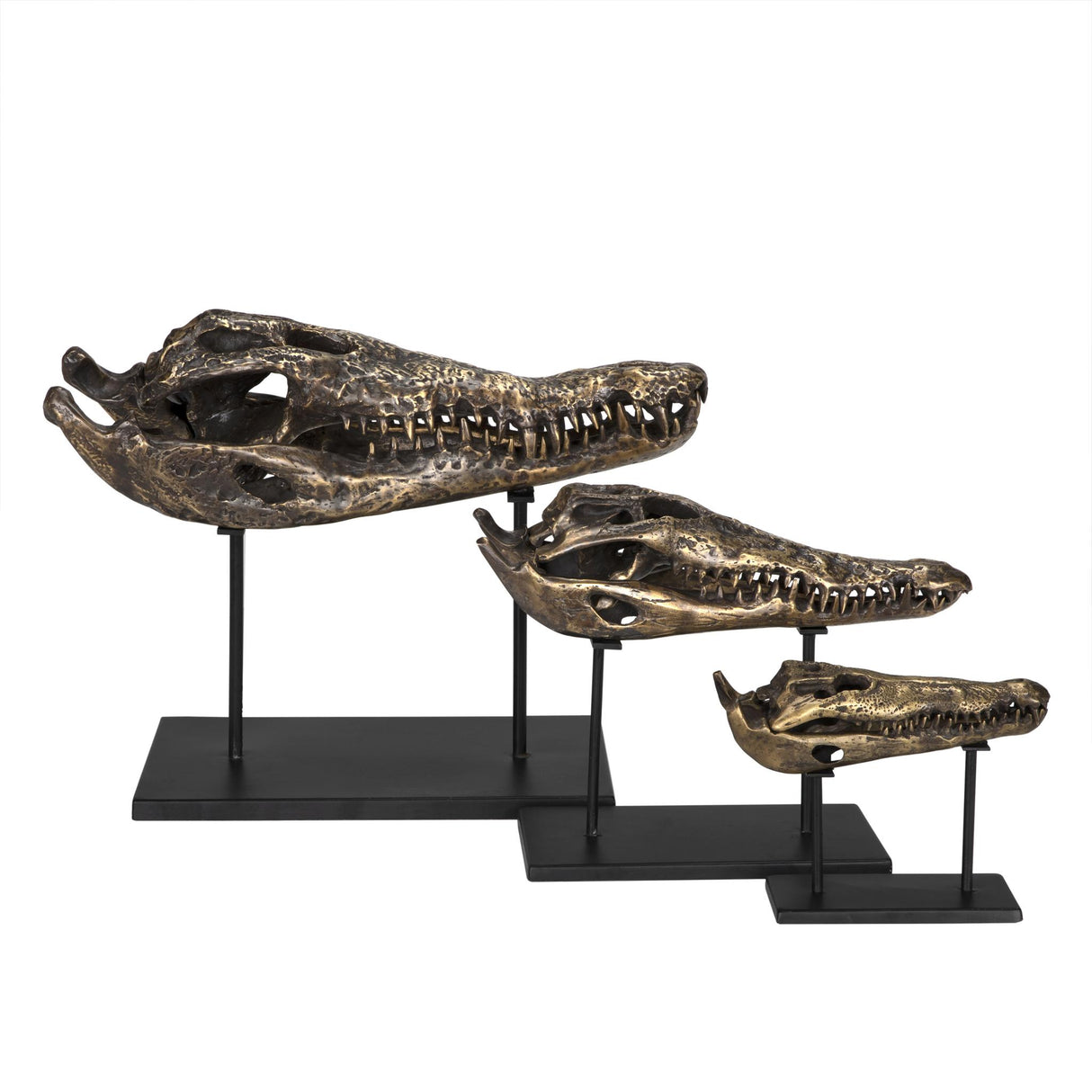 NOIR Brass Alligator On Stand Small