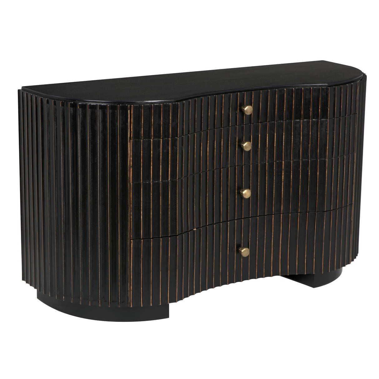 NOIR Irene Dresser Hand Rubbed Black with Light Brown Trim