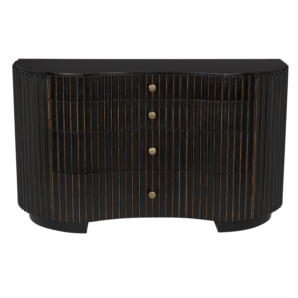 NOIR Irene Dresser Hand Rubbed Black with Light Brown Trim