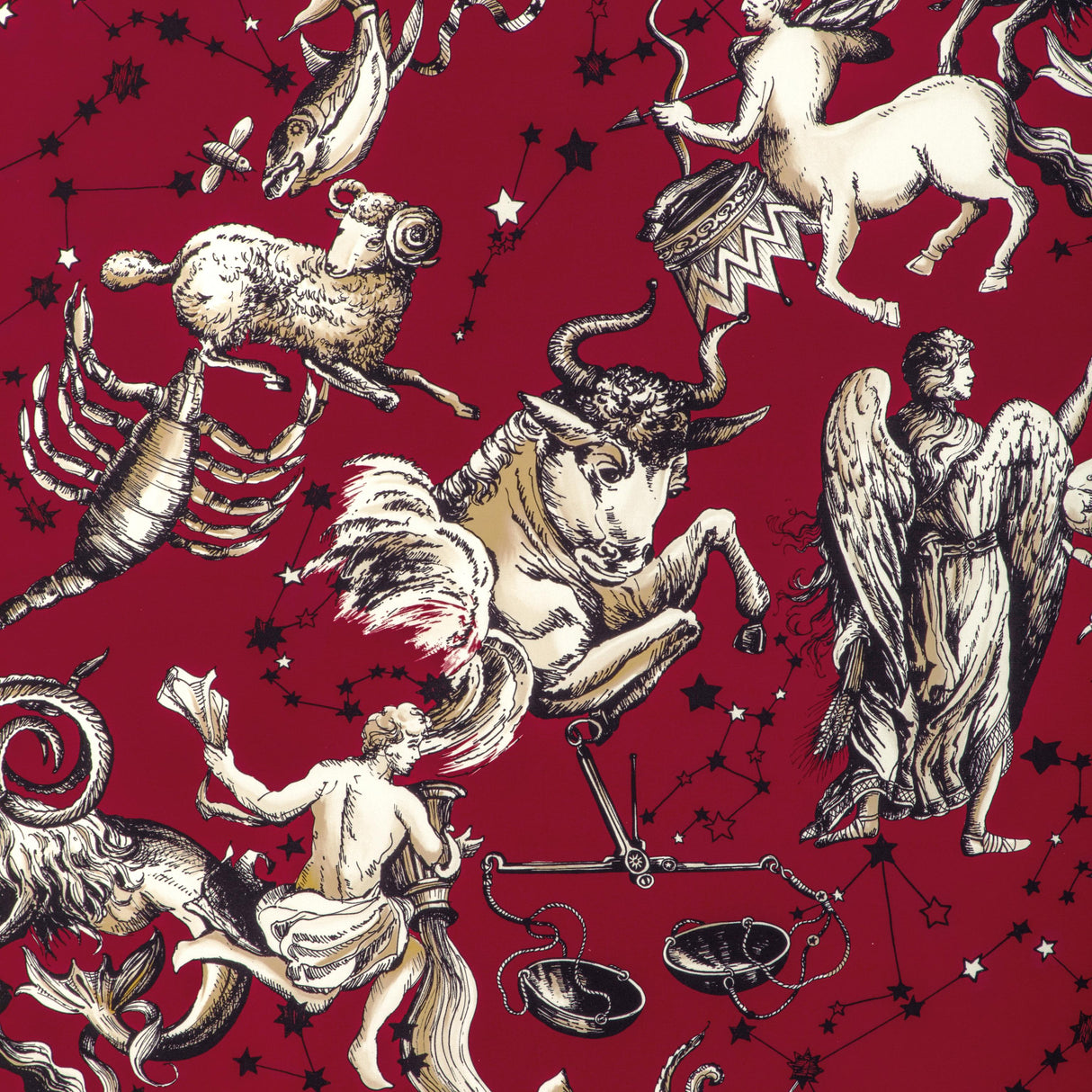 Brunschwig & Fils COSMIQUE PRINT RUBY Fabric