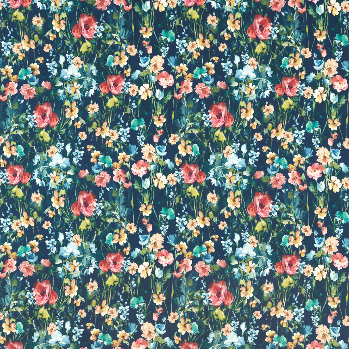 Clarke & Clarke WILD MEADOW MIDNIGHT VELVET Fabric
