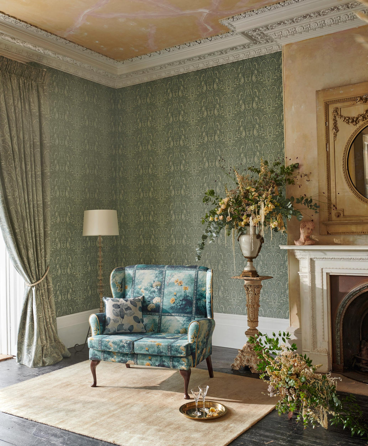 Clarke & Clarke ARTUS DENIM OCHRE Upholstery Fabric