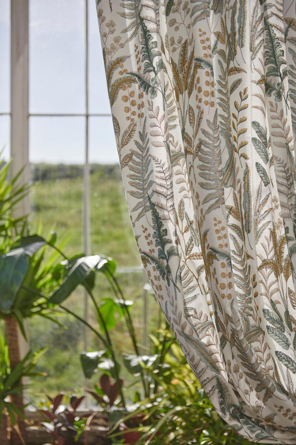 Clarke & Clarke LILUM OLIVE RASPBERRY Upholstery Fabric