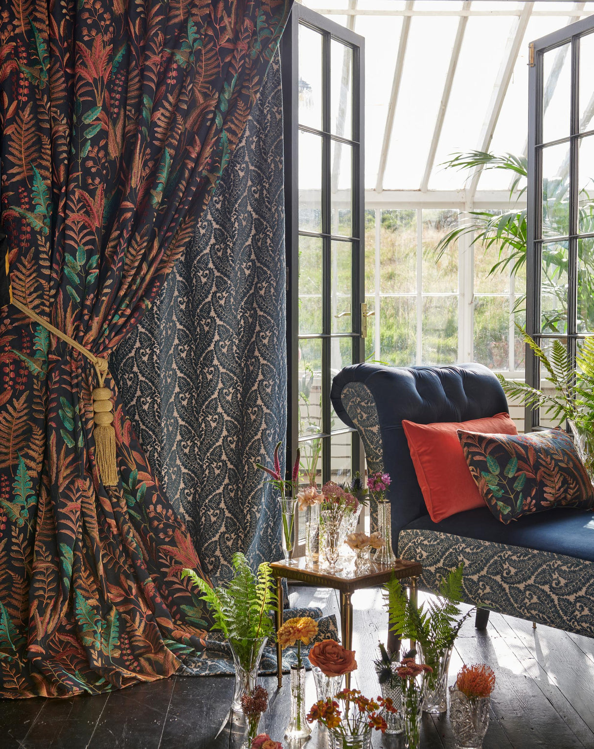 Clarke & Clarke LILUM PEACOCK VELVET Upholstery Fabric