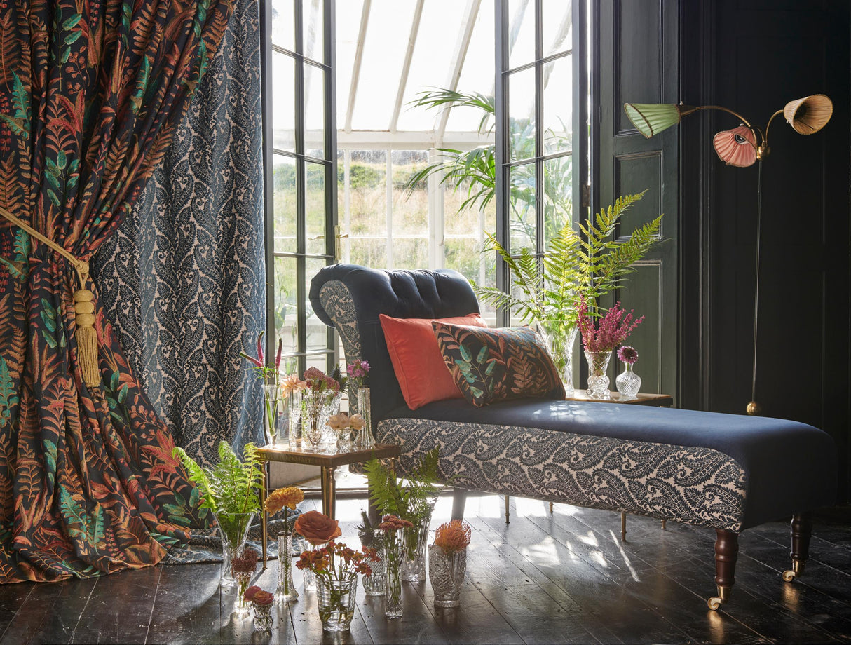 Clarke & Clarke LILUM PEACOCK VELVET Upholstery Fabric