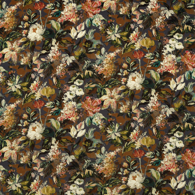 Clarke & Clarke LILUM RUSSET NOIR VELVET Upholstery Fabric