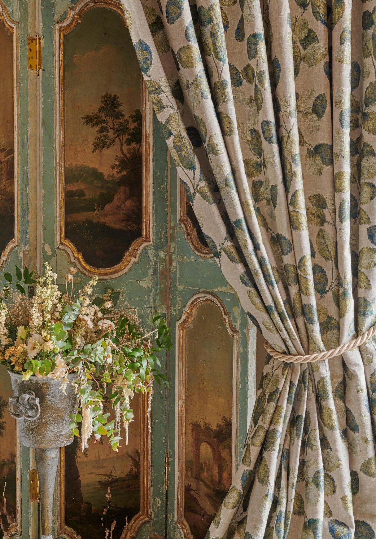 Clarke & Clarke NORTHIA OLIVE PEACOCK Upholstery Fabric