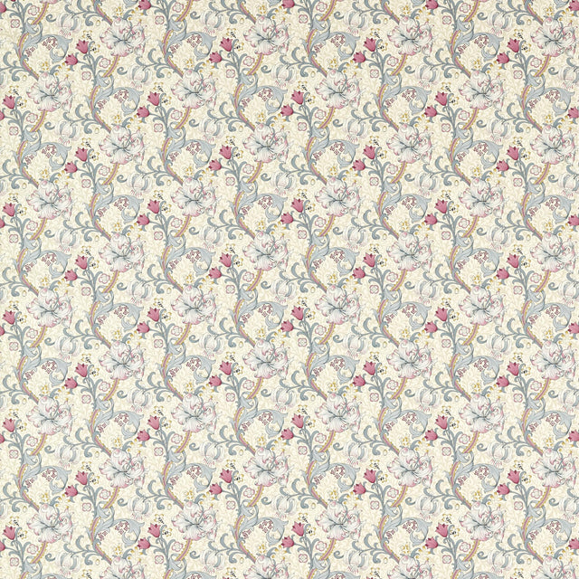 Clarke & Clarke GOLDEN LILY DOVE/PLUM Fabric