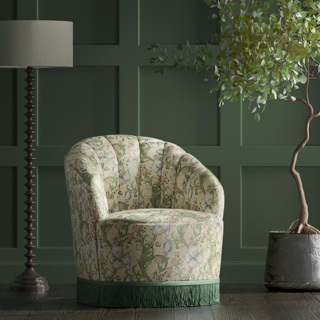 Clarke & Clarke GOLDEN LILY LINEN/BLUSH Fabric