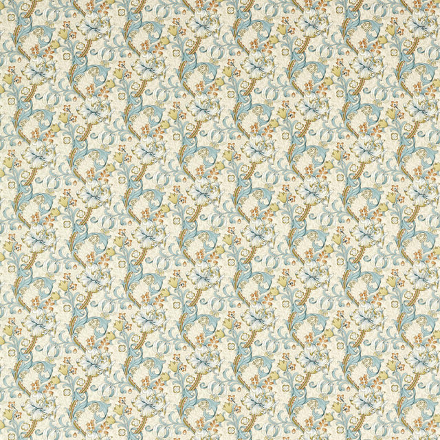 Clarke & Clarke GOLDEN LILY LINEN/TEAL Fabric