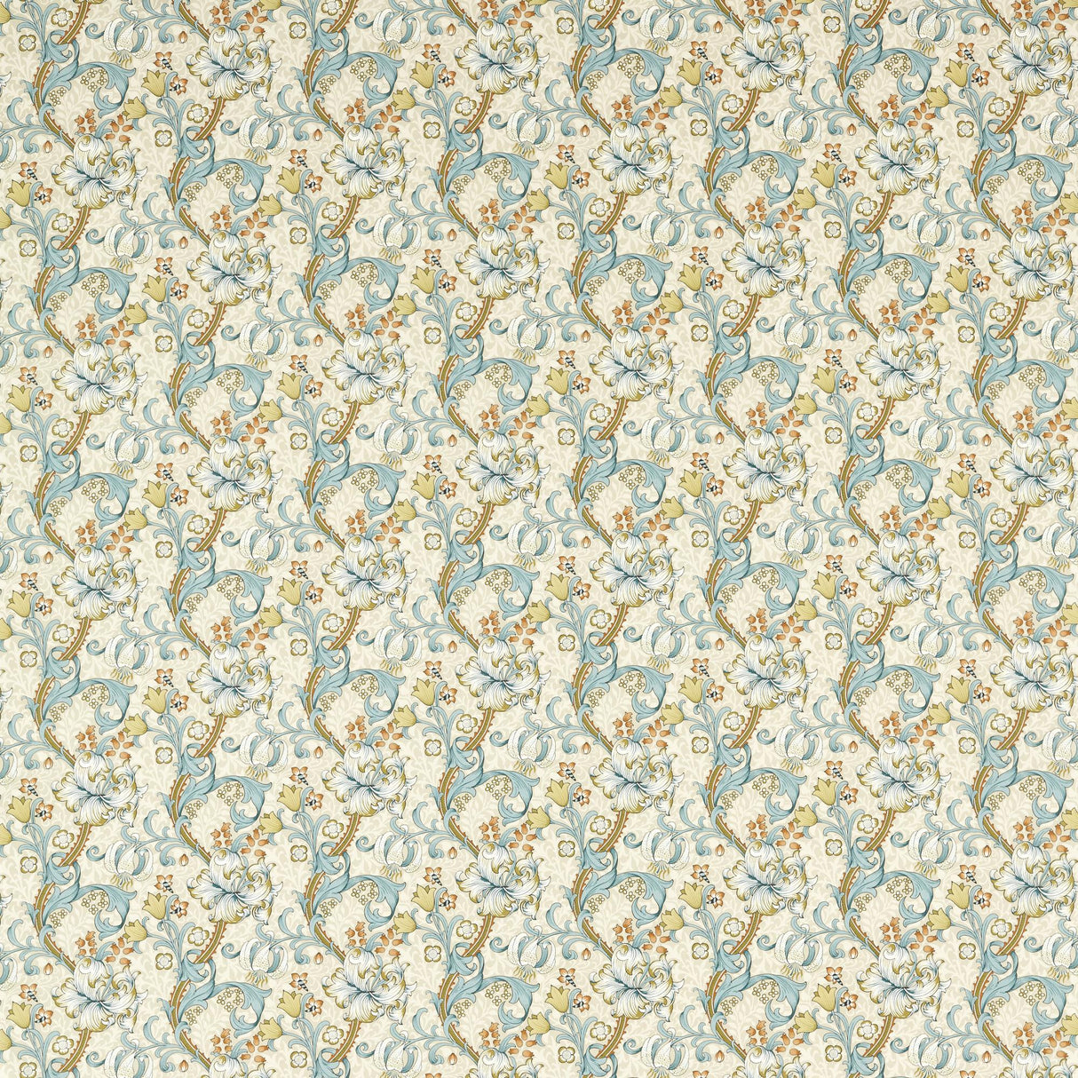 Clarke & Clarke GOLDEN LILY LINEN/TEAL Fabric