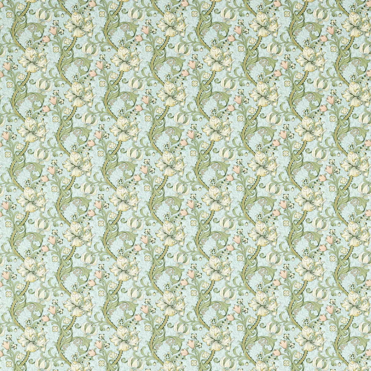 Clarke & Clarke GOLDEN LILY APPLE/BLUSH Fabric