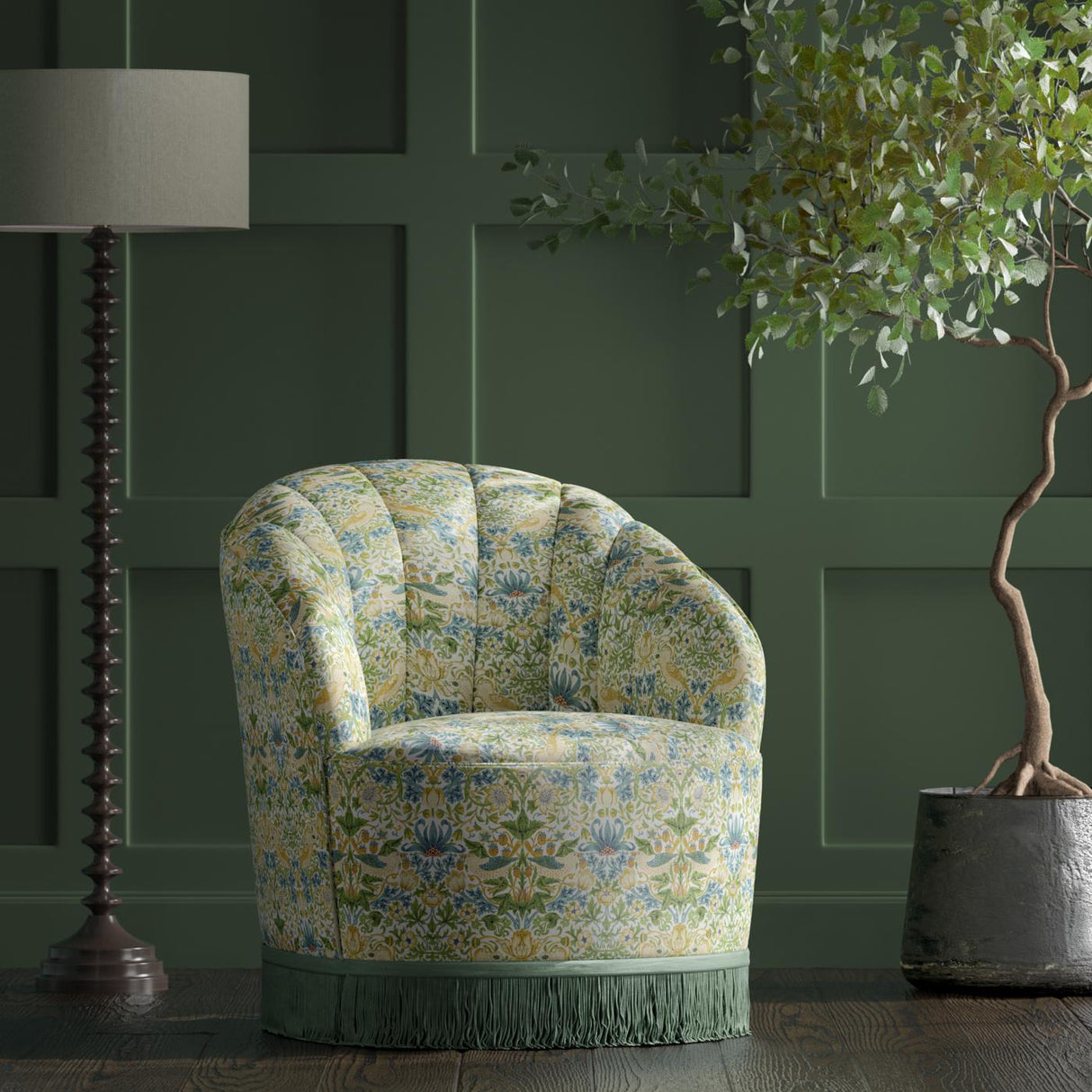 Clarke & Clarke STRAWBERRY THIEF APPLE Fabric