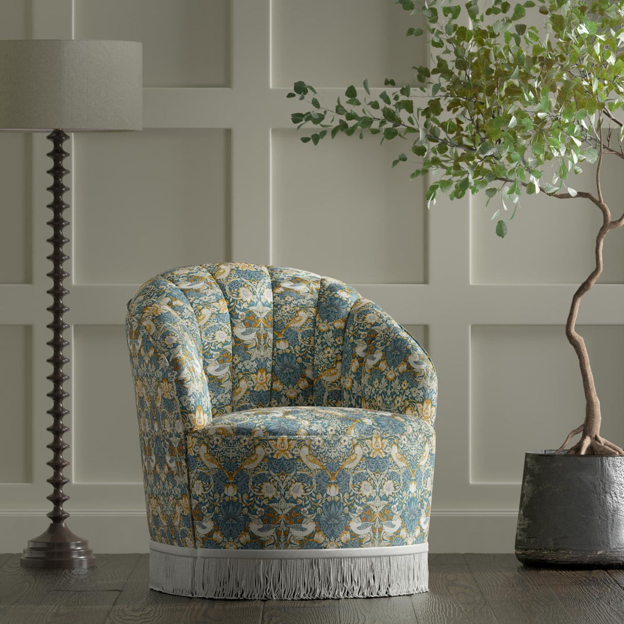 Clarke & Clarke STRAWBERRY THIEF DENIM Fabric