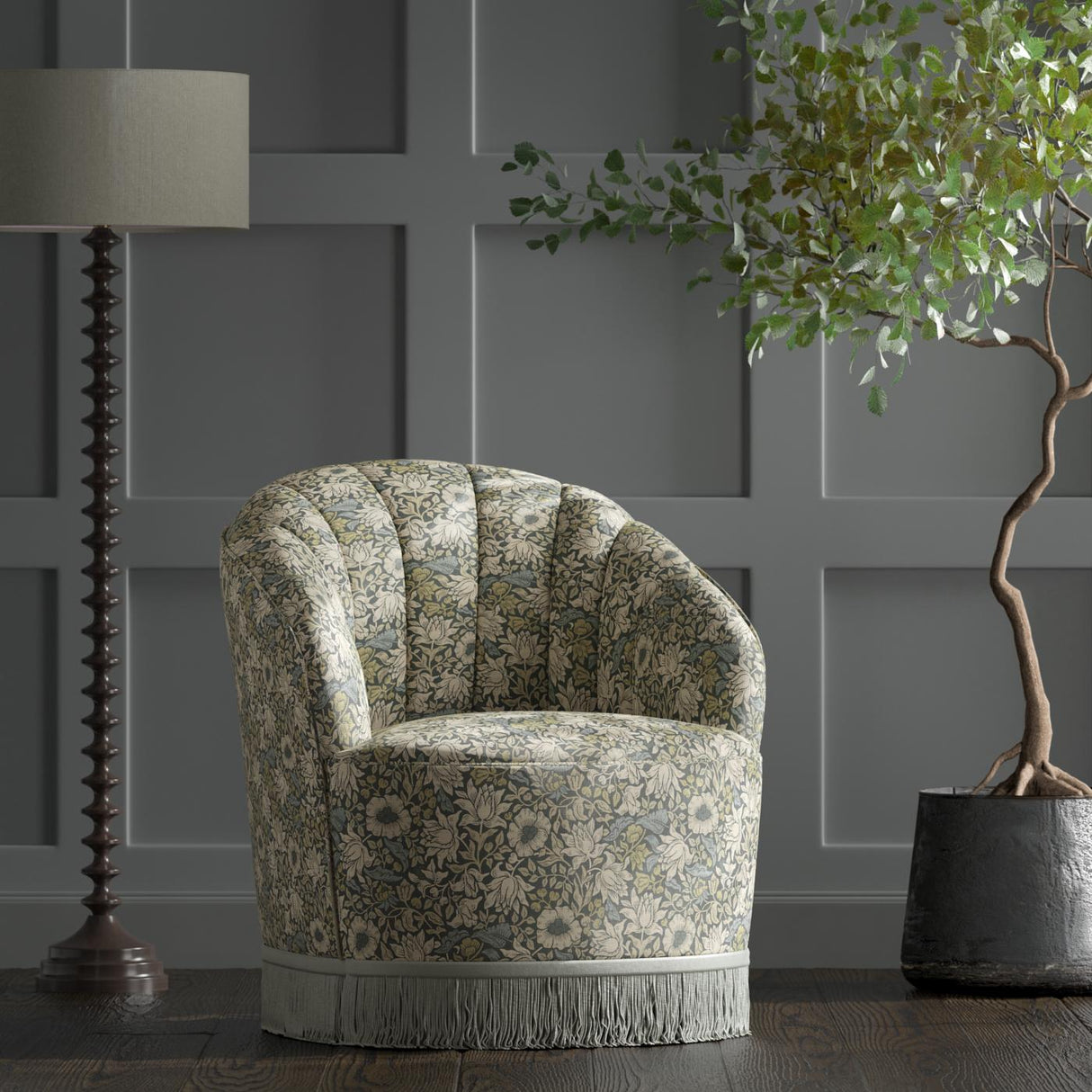 Clarke & Clarke MALLOW SLATE/DOVE Fabric