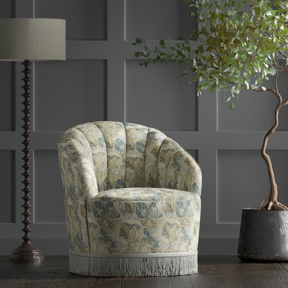 Clarke & Clarke ACANTHUS SLATE/DOVE Fabric