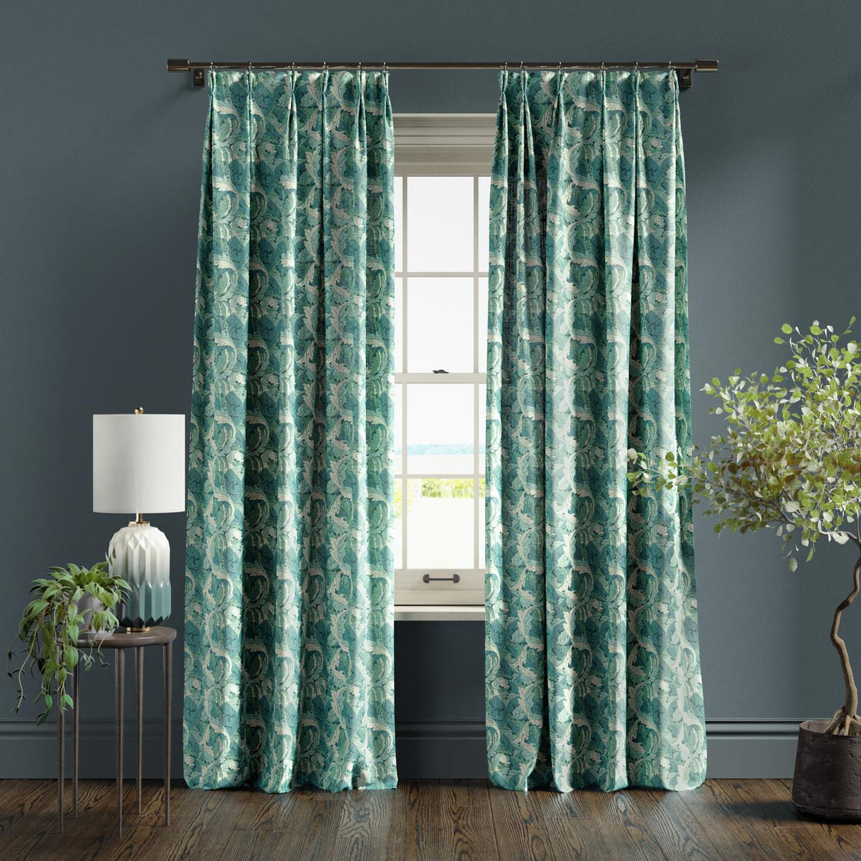 Clarke & Clarke ACANTHUS TEAL Fabric