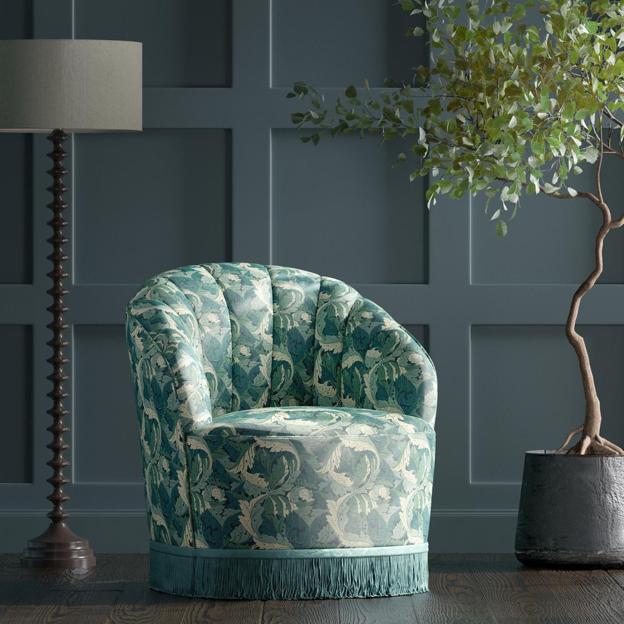 Clarke & Clarke ACANTHUS TEAL Fabric