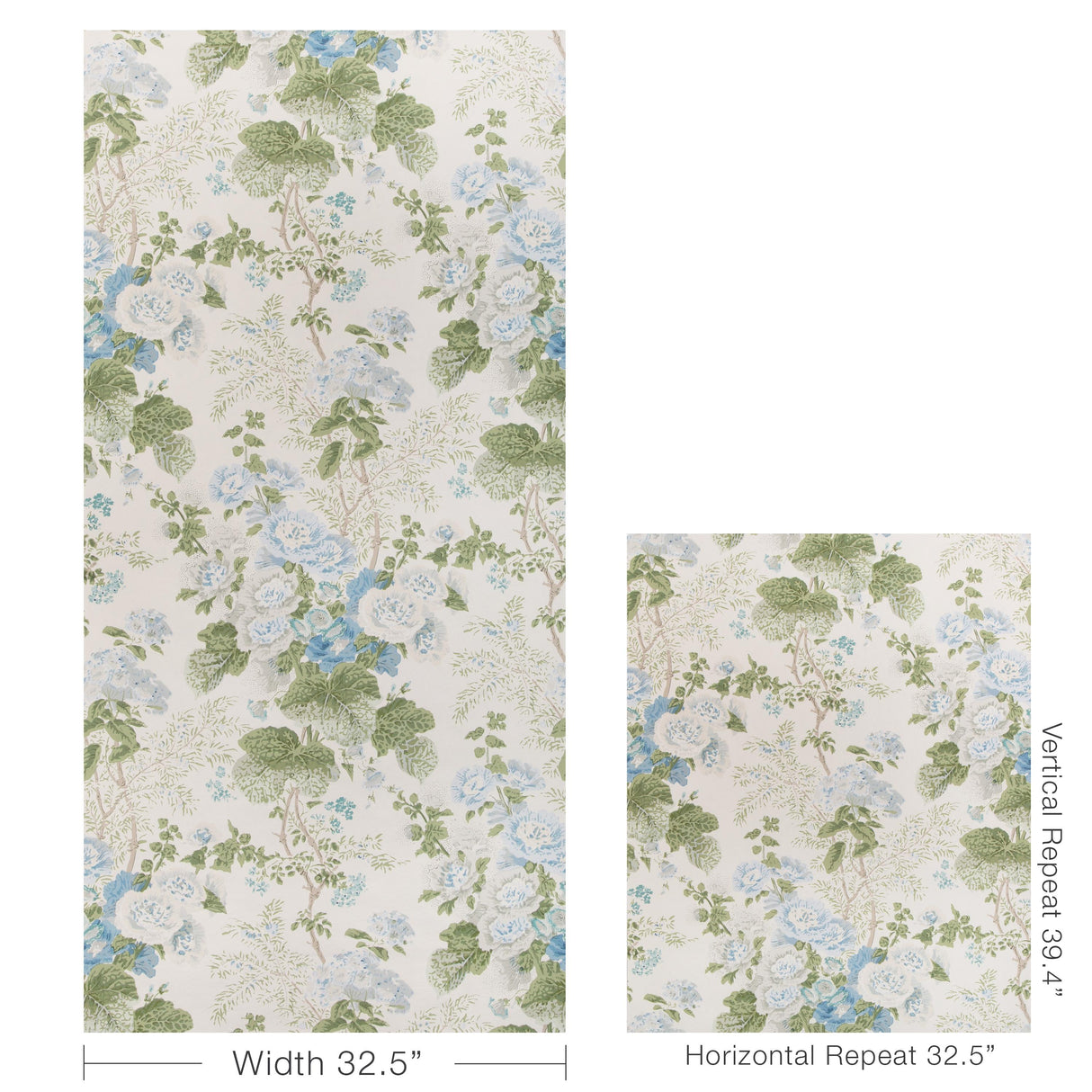 Lee Jofa GRAND ALTHEA WP BLUE/LEAF Wallpaper