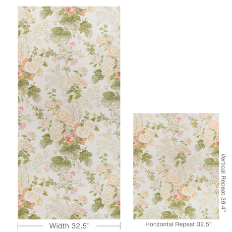 Lee Jofa GRAND ALTHEA WP APRICOT/MOSS Wallpaper