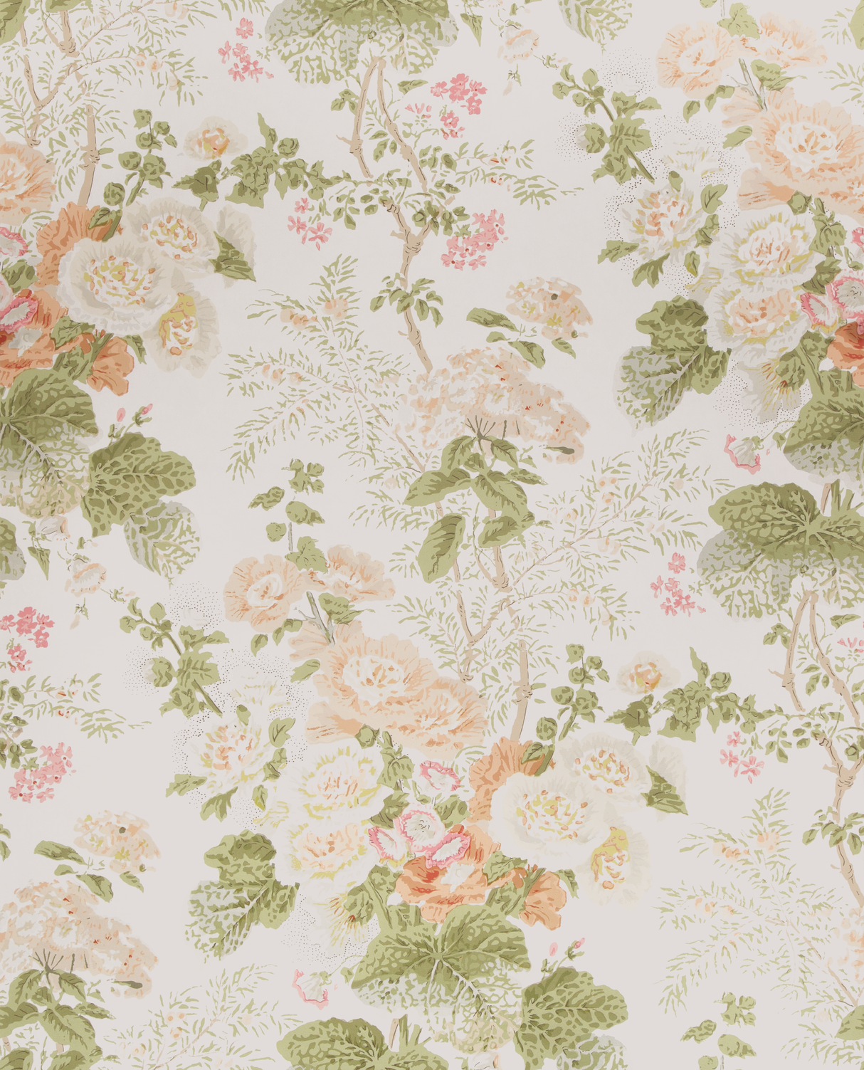 Lee Jofa GRAND ALTHEA WP APRICOT/MOSS Wallpaper