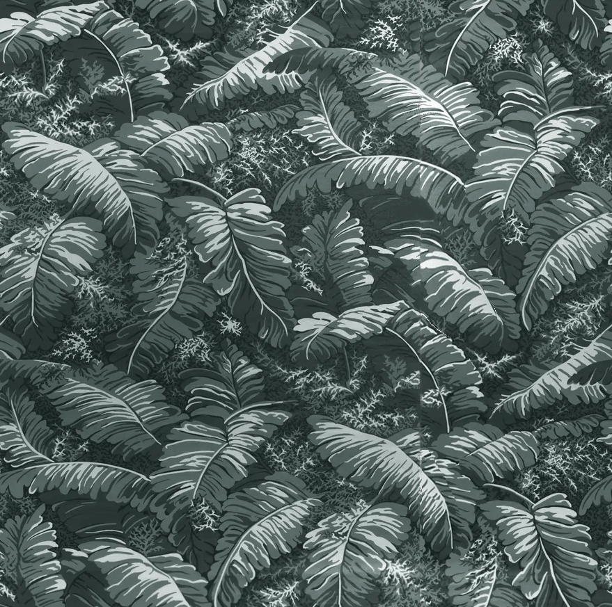 Brunschwig & Fils FEUILLES DE BANANIER GRIS Wallpaper