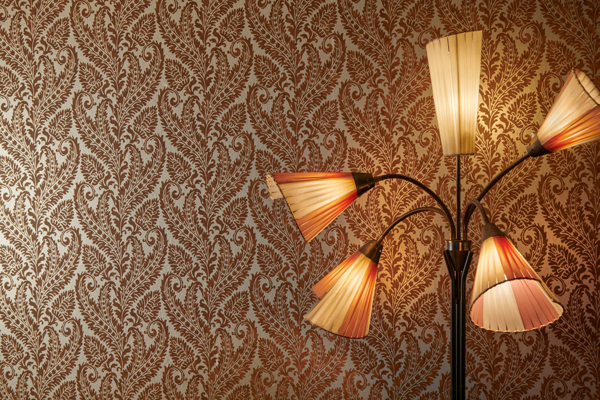 Clarke & Clarke REGALE RUSSET GILVER WP Wallpaper