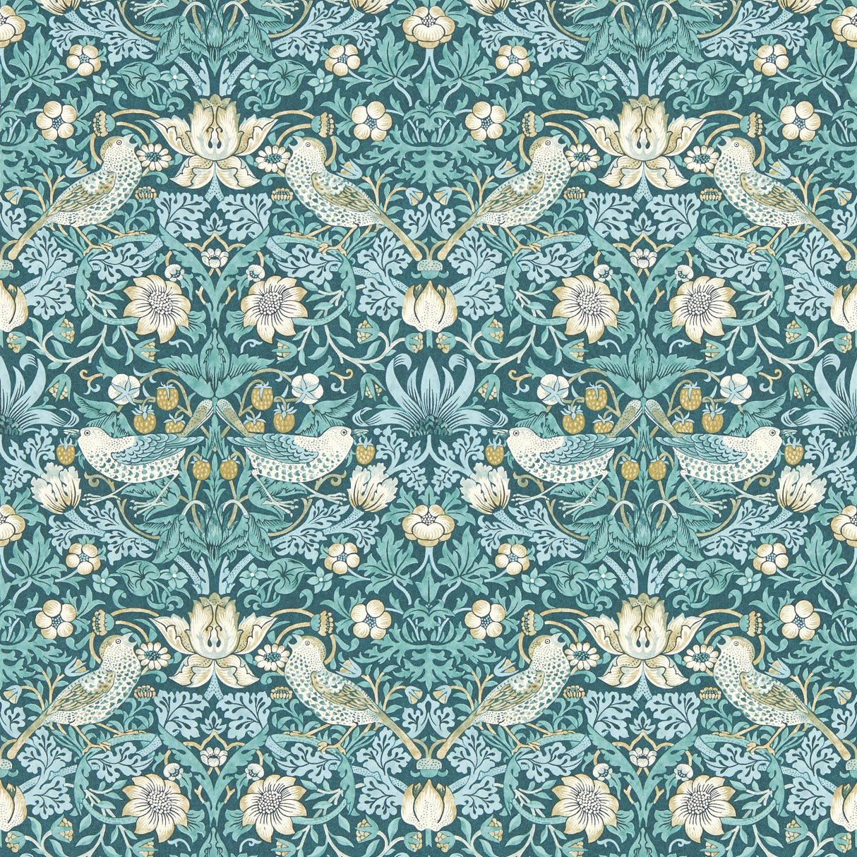 Clarke & Clarke STRAWBERRY THIEF TEAL WP Wallpaper