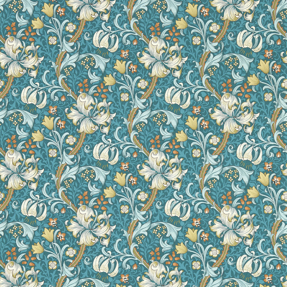 Clarke & Clarke GOLDEN LILY TEAL WP Wallpaper