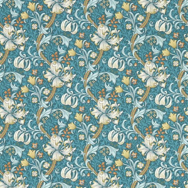 Clarke & Clarke GOLDEN LILY TEAL WP Wallpaper