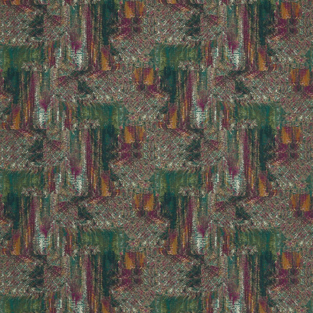 Clarke & Clarke HILLCREST VELVET FOREST/RASPBERRY Fabric