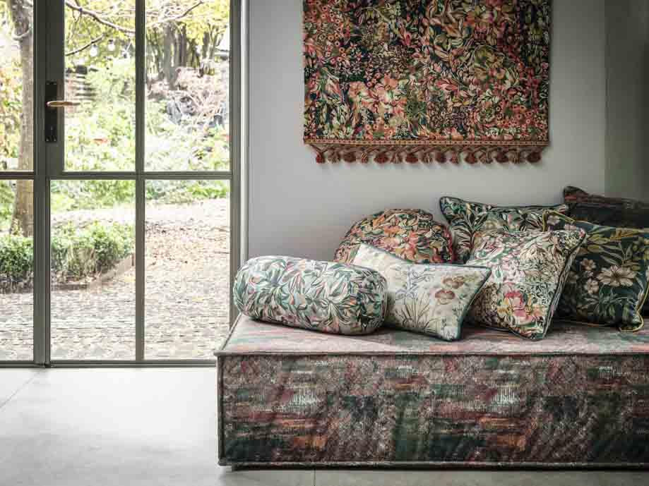 Clarke & Clarke HILLCREST VELVET FOREST/RASPBERRY Upholstery Fabric