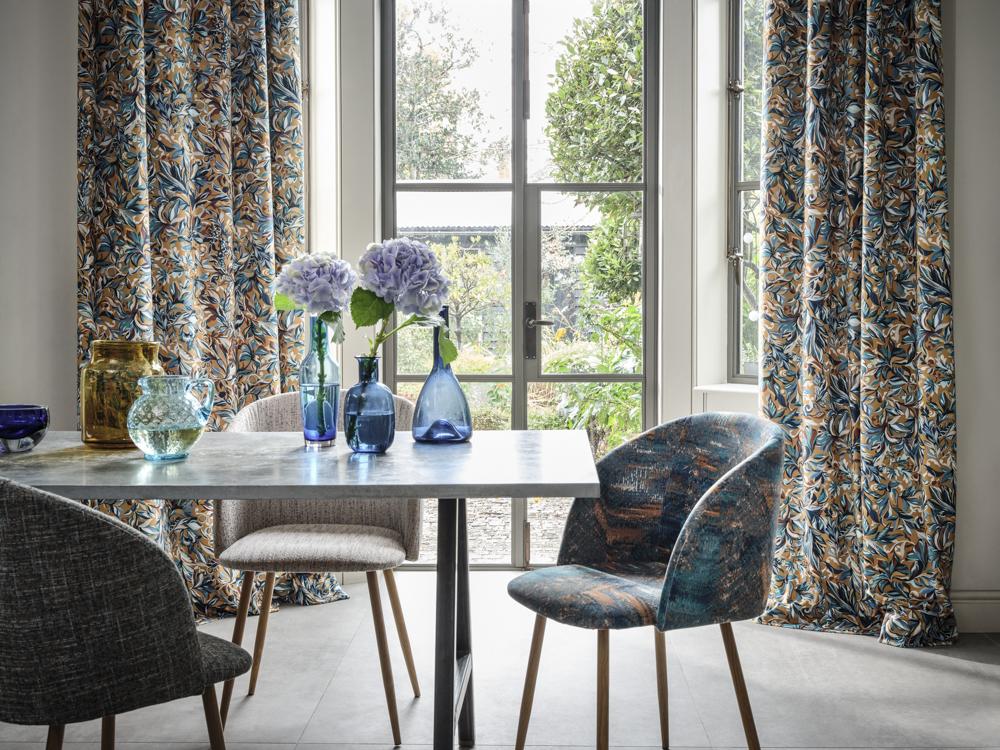 Clarke & Clarke HILLCREST VELVET TEAL/SPICE Upholstery Fabric