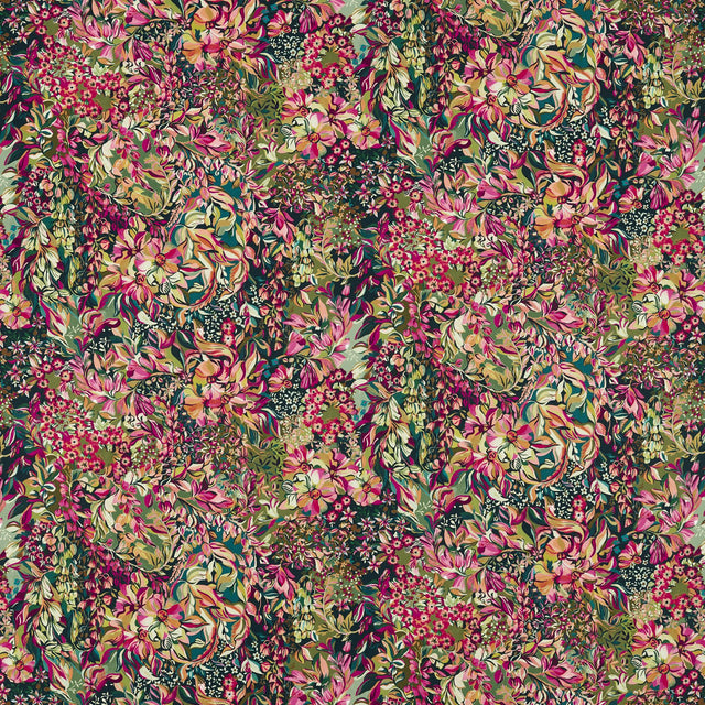 Clarke & Clarke AUBREY VELVET FOREST/RASPBERRY Upholstery Fabric