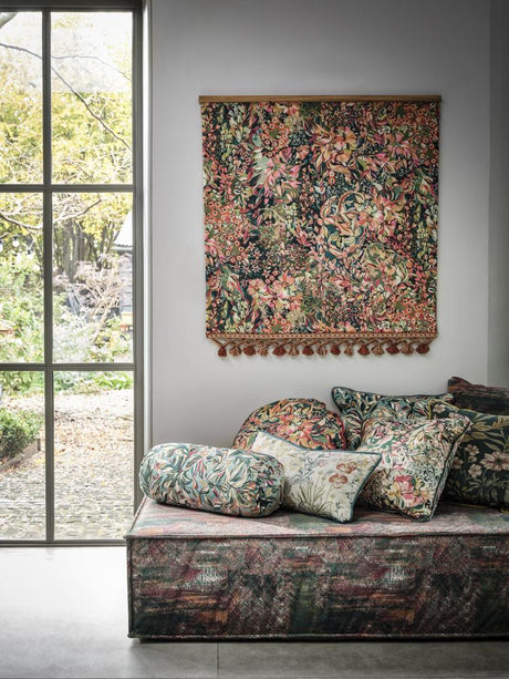 Clarke & Clarke AUBREY VELVET FOREST/RASPBERRY Upholstery Fabric